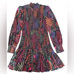 FARM RIO Frutis Dream Long‎ Sleeve Minidress Size Small